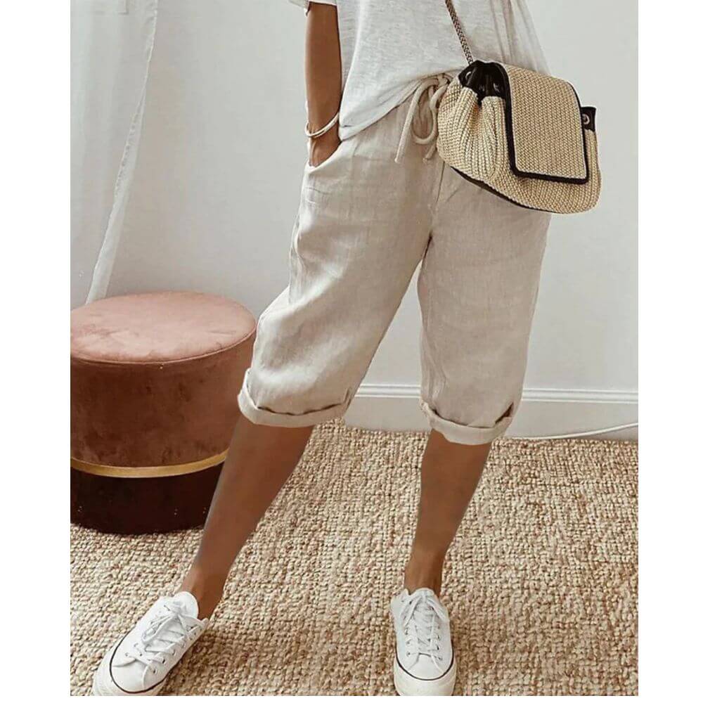 Women’s Bermuda Shorts – Drawstring Knee-Length Summer Shorts