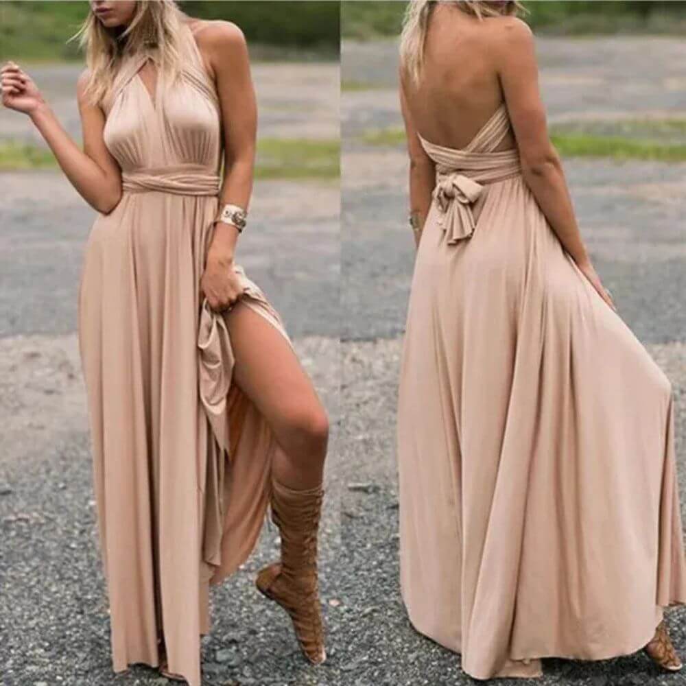 Sleeveless Halter Maxi Dress – Elegant Summer Outfit for Holidays & Casual Occasions