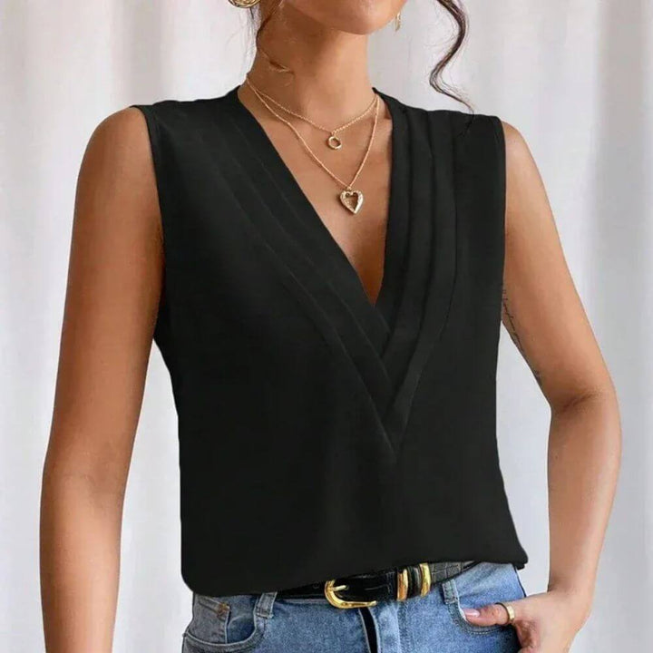 Sleeveless V-Neck Blouse – Casual Summer Top for Work and Everyday Outfits