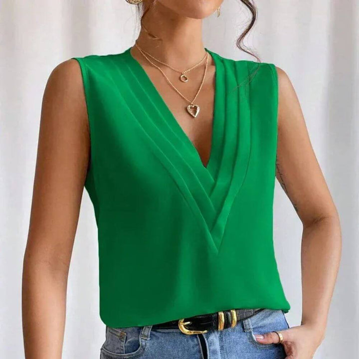Sleeveless V-Neck Blouse – Casual Summer Top for Work and Everyday Outfits