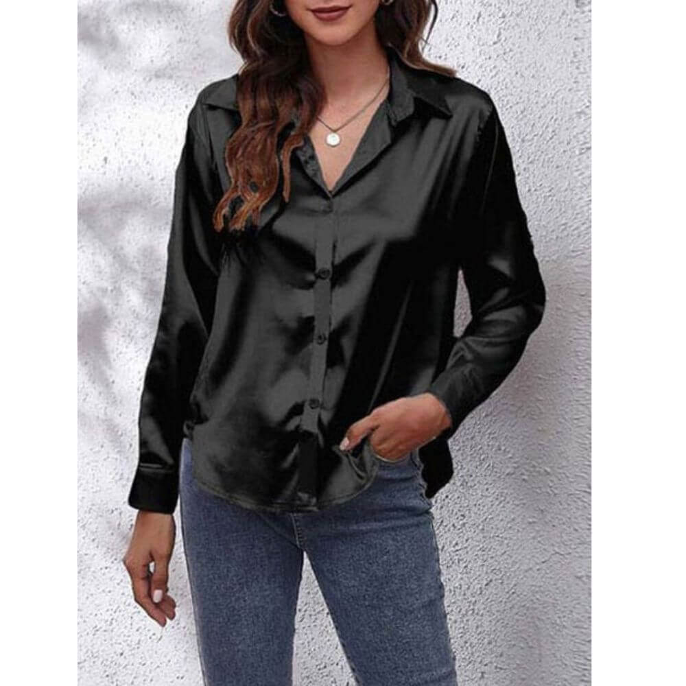 Long-Sleeve Button-Up Blouse – Smart Casual Style for Workwear and Everyday Outfits