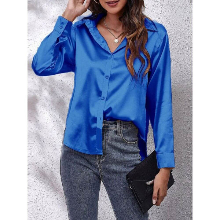 Long-Sleeve Button-Up Blouse – Smart Casual Style for Workwear and Everyday Outfits