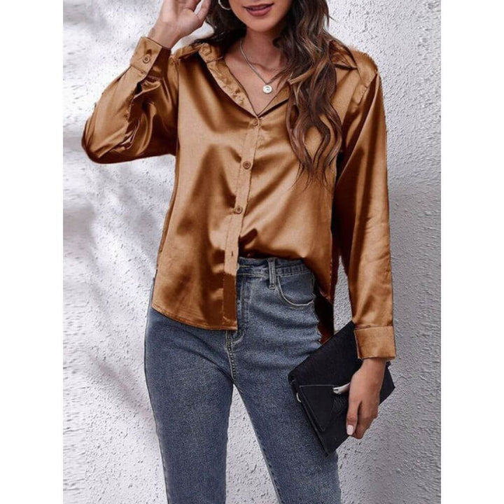 Long-Sleeve Button-Up Blouse – Smart Casual Style for Workwear and Everyday Outfits