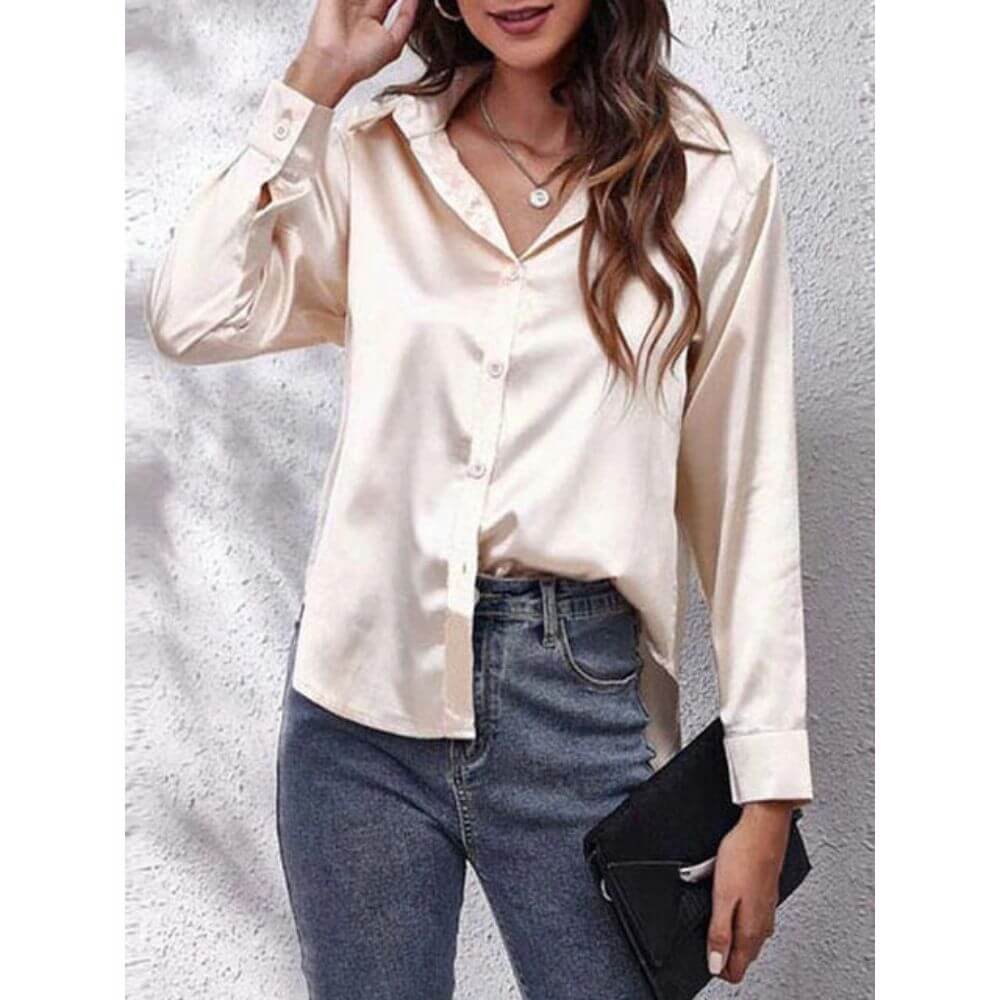Long-Sleeve Button-Up Blouse – Smart Casual Style for Workwear and Everyday Outfits