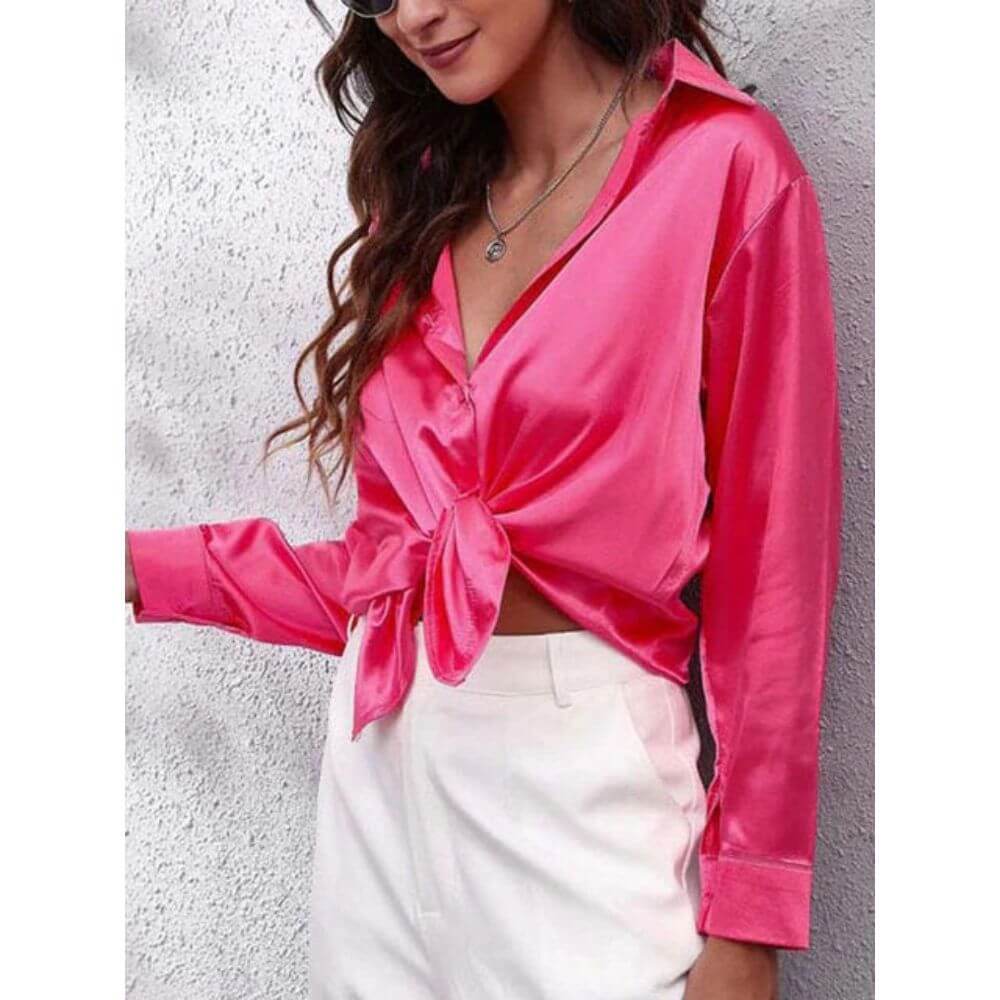 Long-Sleeve Button-Up Blouse – Smart Casual Style for Workwear and Everyday Outfits