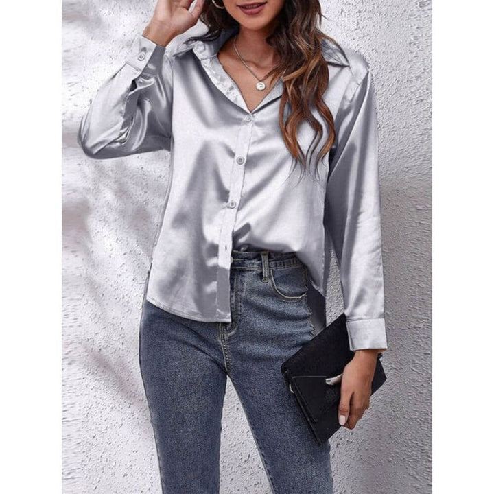 Long-Sleeve Button-Up Blouse – Smart Casual Style for Workwear and Everyday Outfits