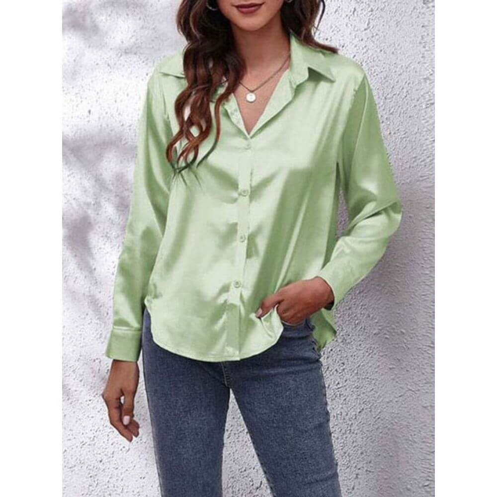 Long-Sleeve Button-Up Blouse – Smart Casual Style for Workwear and Everyday Outfits
