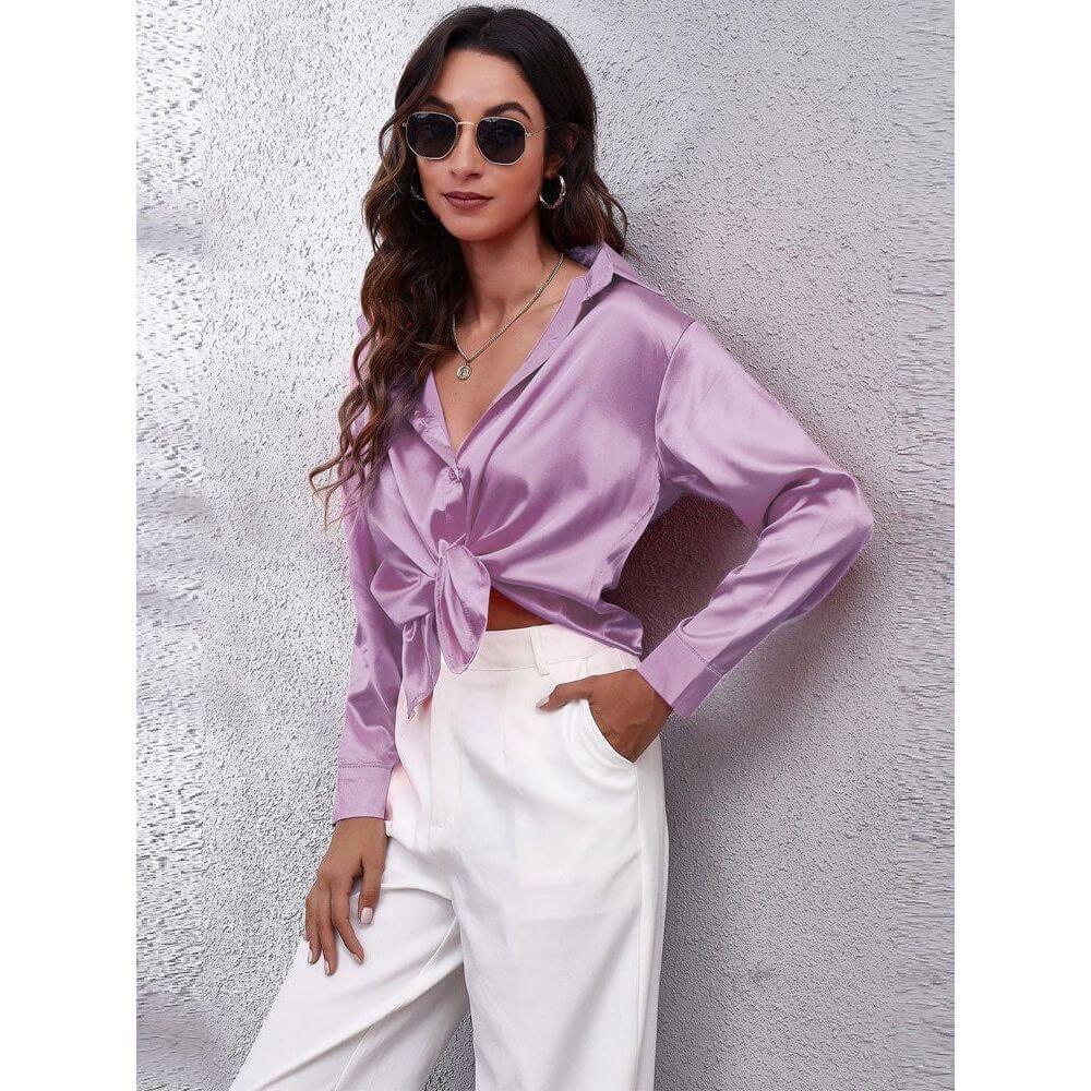 Long-Sleeve Button-Up Blouse – Smart Casual Style for Workwear and Everyday Outfits