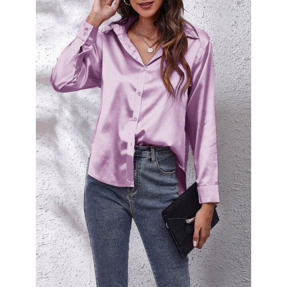Long-Sleeve Button-Up Blouse – Smart Casual Style for Workwear and Everyday Outfits
