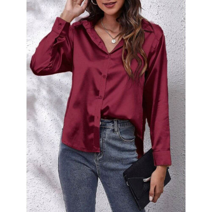 Long-Sleeve Button-Up Blouse – Smart Casual Style for Workwear and Everyday Outfits