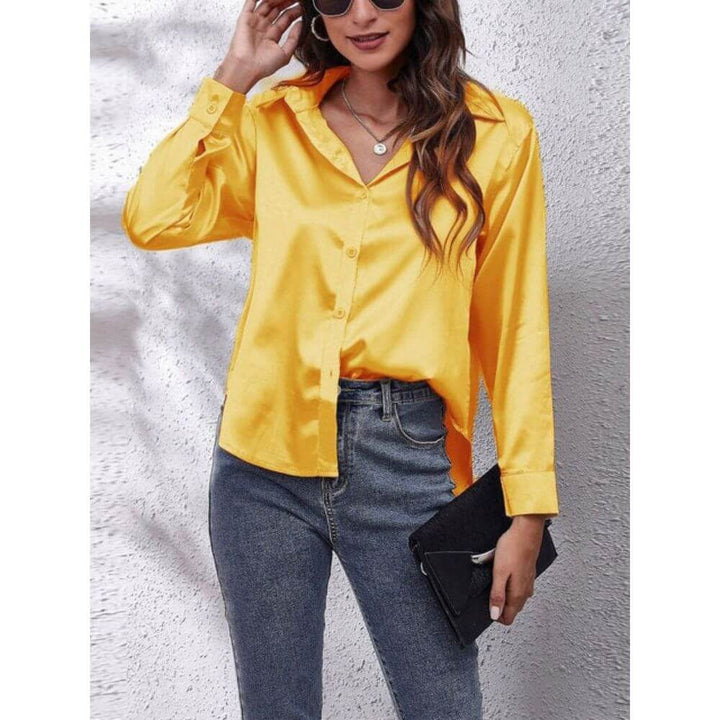 Long-Sleeve Button-Up Blouse – Smart Casual Style for Workwear and Everyday Outfits