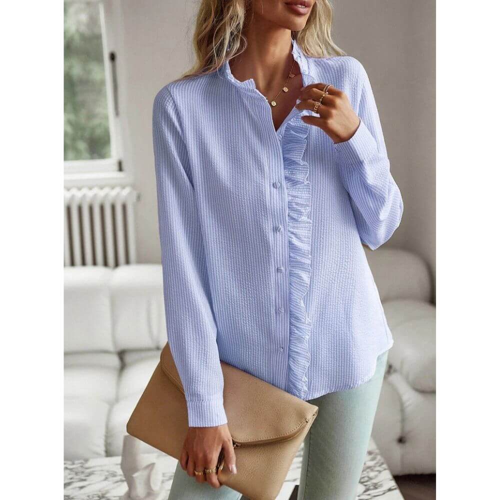 Long Sleeve Ruffle Blouse for Women – Elegant Casual Style Top