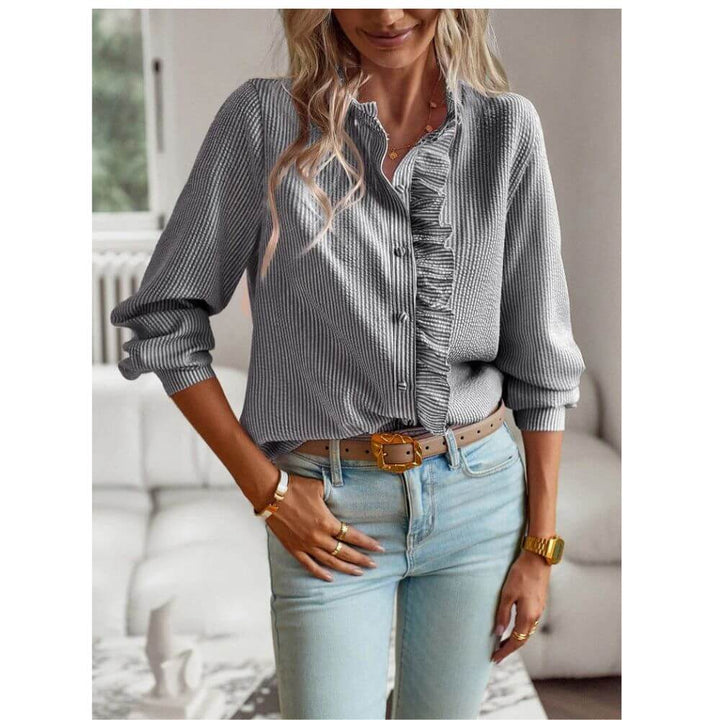Long Sleeve Ruffle Blouse for Women – Elegant Casual Style Top
