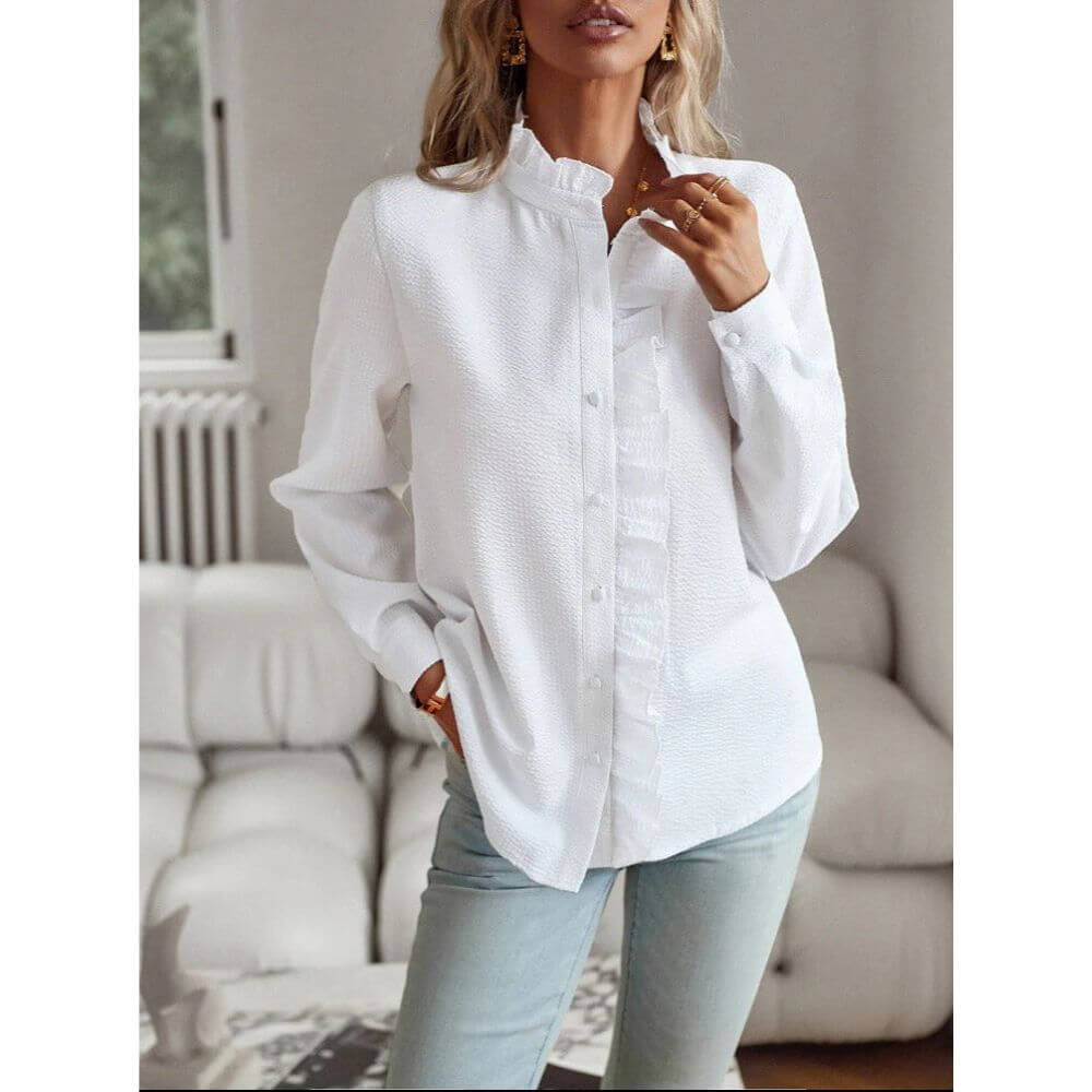 Long Sleeve Ruffle Blouse for Women – Elegant Casual Style Top