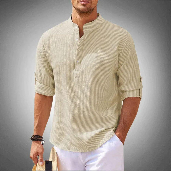 Men's Casual Long Sleeve Henley Shirt for Everyday Wear – Relaxed Fit Style