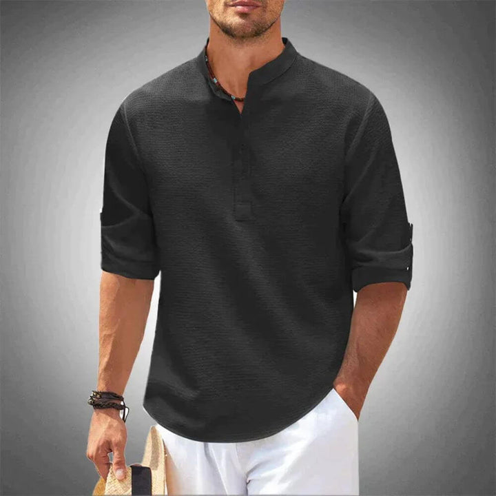 Men's Casual Long Sleeve Henley Shirt for Everyday Wear – Relaxed Fit Style