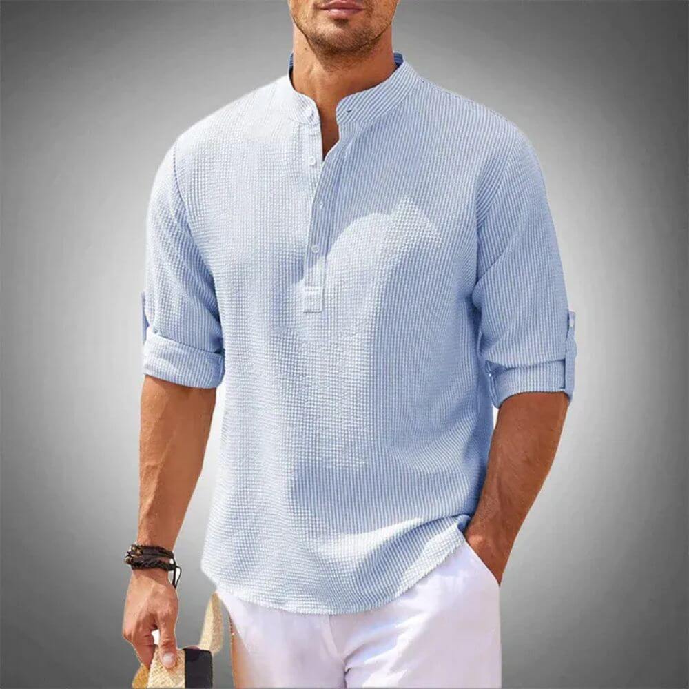 Men's Casual Long Sleeve Henley Shirt for Everyday Wear – Relaxed Fit Style