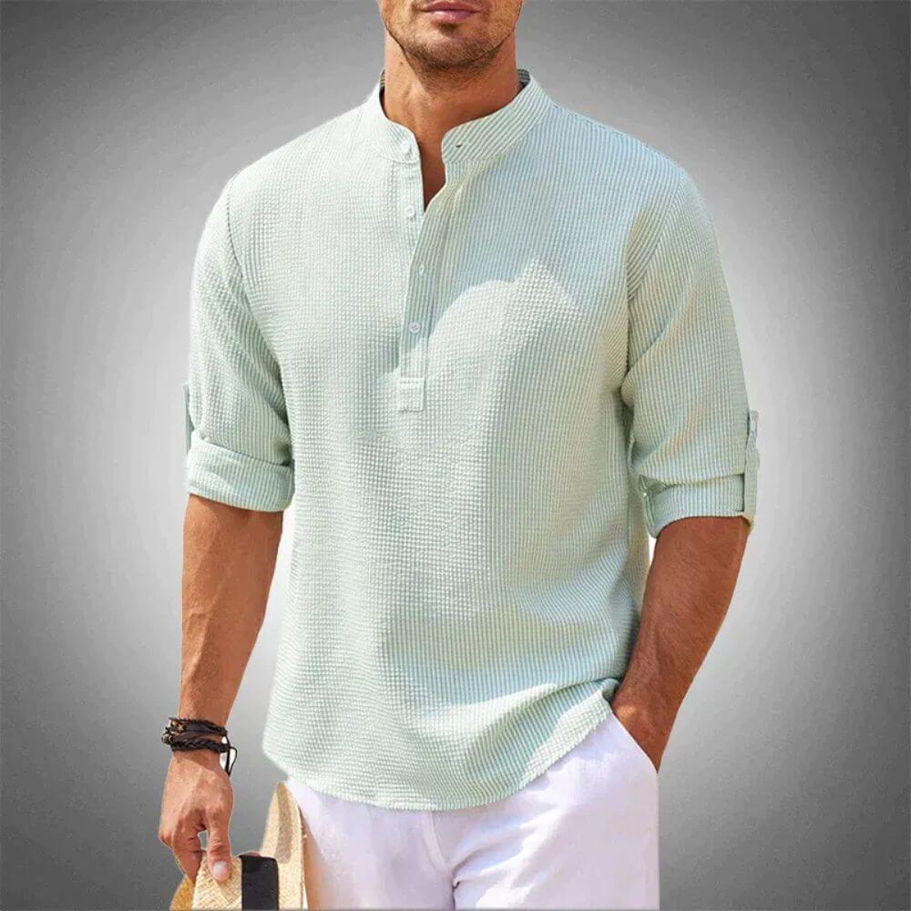 Men's Casual Long Sleeve Henley Shirt for Everyday Wear – Relaxed Fit Style