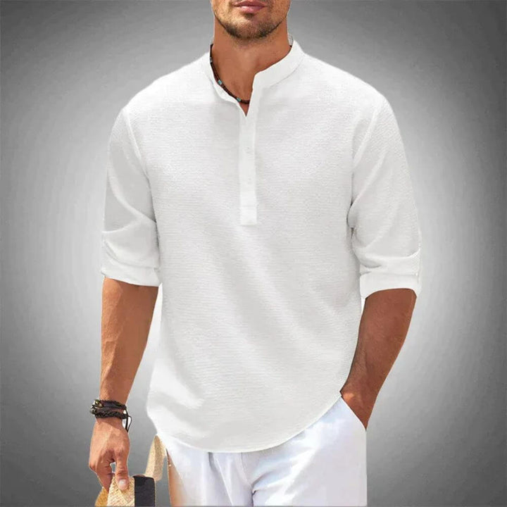 Men's Casual Long Sleeve Henley Shirt for Everyday Wear – Relaxed Fit Style