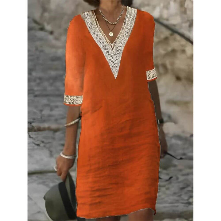 V-Neck Tunic Dress – Casual Loose Fit Summer Style for Women