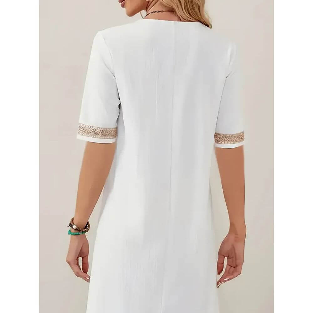 V-Neck Tunic Dress – Casual Loose Fit Summer Style for Women