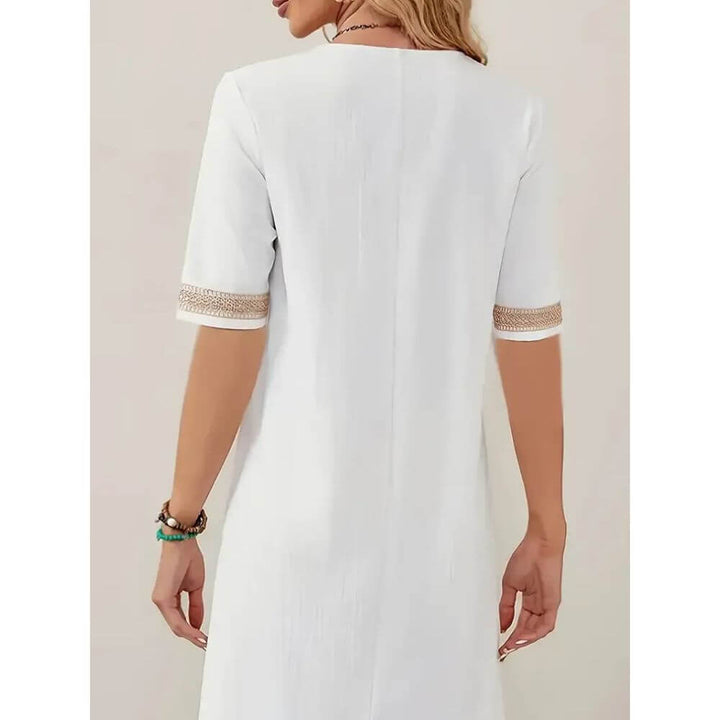 V-Neck Tunic Dress – Casual Loose Fit Summer Style for Women