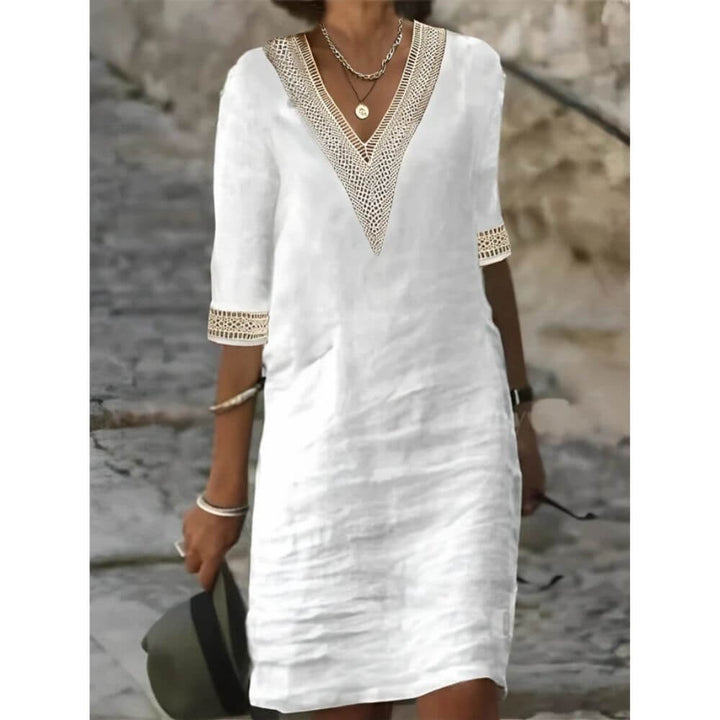 V-Neck Tunic Dress – Casual Loose Fit Summer Style for Women