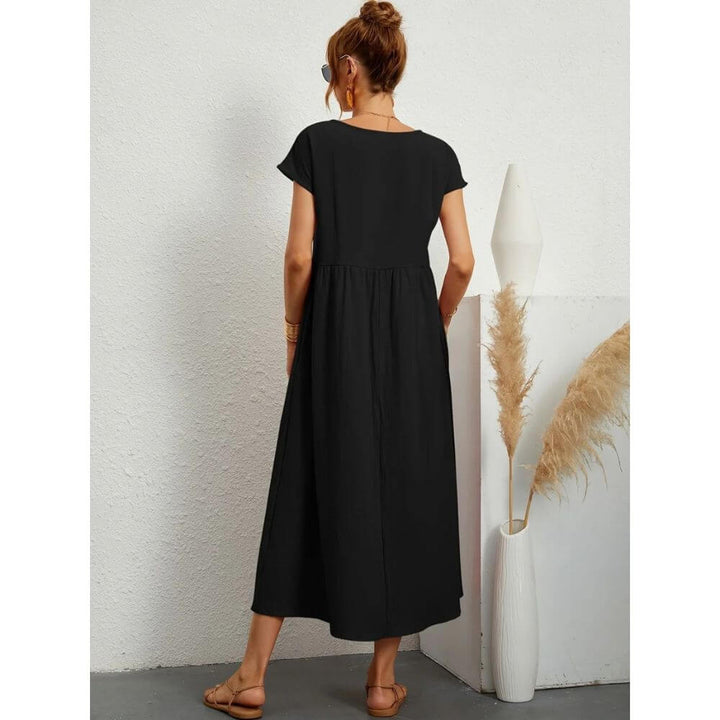 Casual Short-Sleeve Midi Dress for Women – Everyday Fit & Flattering Look