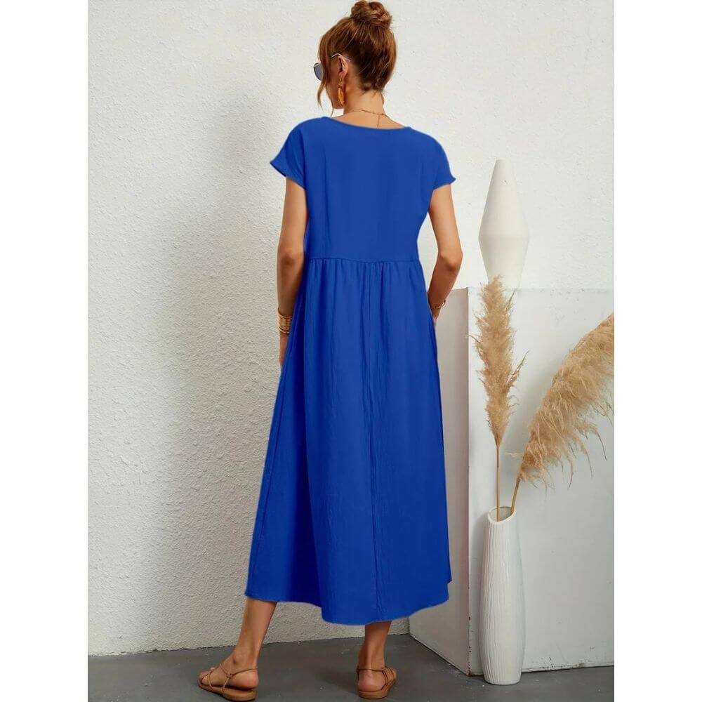 Casual Short-Sleeve Midi Dress for Women – Everyday Fit & Flattering Look