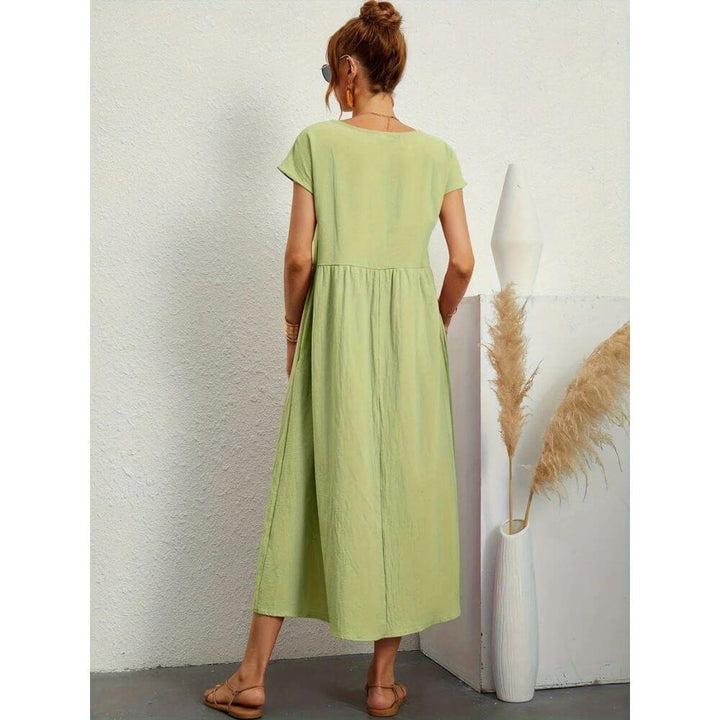 Casual Short-Sleeve Midi Dress for Women – Everyday Fit & Flattering Look
