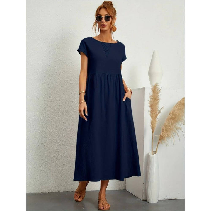 Casual Short-Sleeve Midi Dress for Women – Everyday Fit & Flattering Look