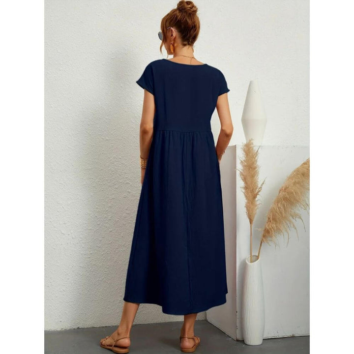 Casual Short-Sleeve Midi Dress for Women – Everyday Fit & Flattering Look