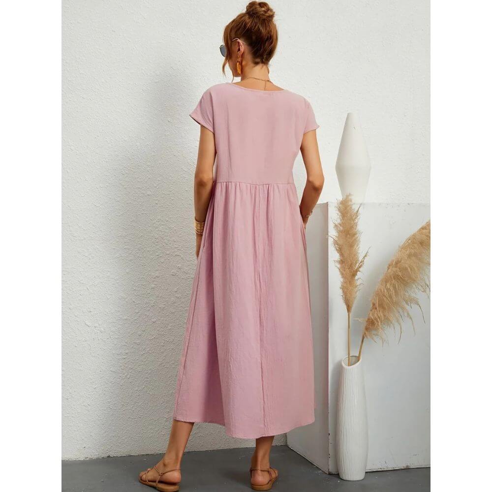 Casual Short-Sleeve Midi Dress for Women – Everyday Fit & Flattering Look