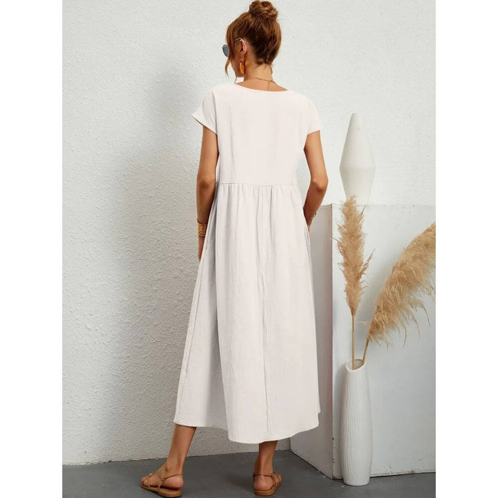 Casual Short-Sleeve Midi Dress for Women – Everyday Fit & Flattering Look