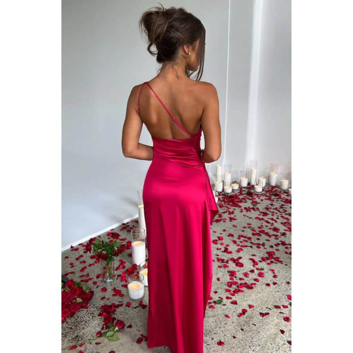 Elegant One-Shoulder Evening Dress for Women – Formal Maxi Gown