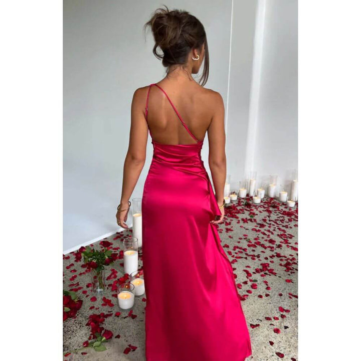 Elegant One-Shoulder Evening Dress for Women – Formal Maxi Gown