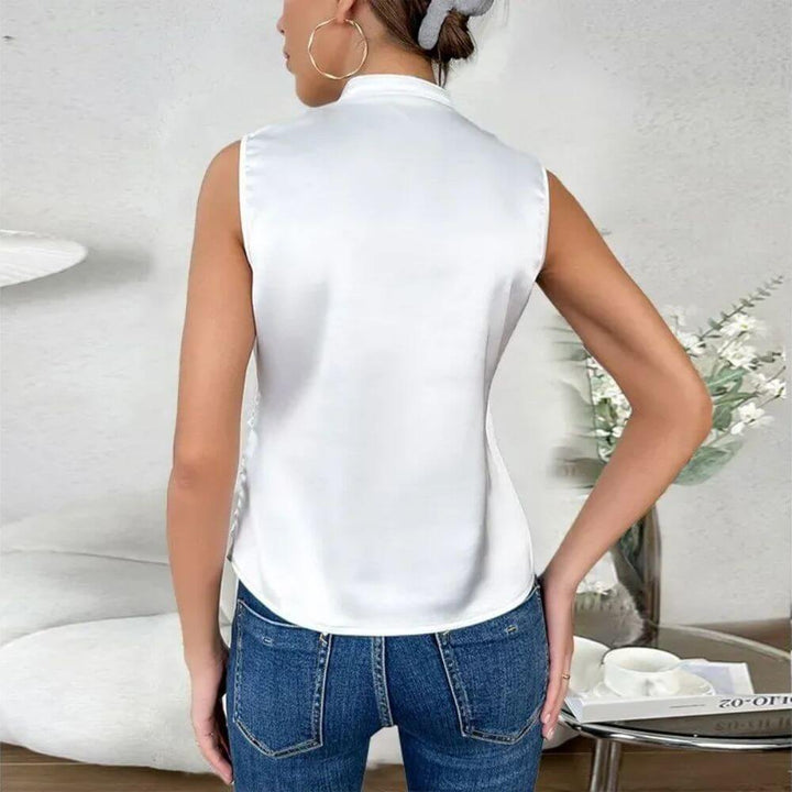 Sleeveless Wrap V-Neck Blouse – Elegant Summer Top for Women