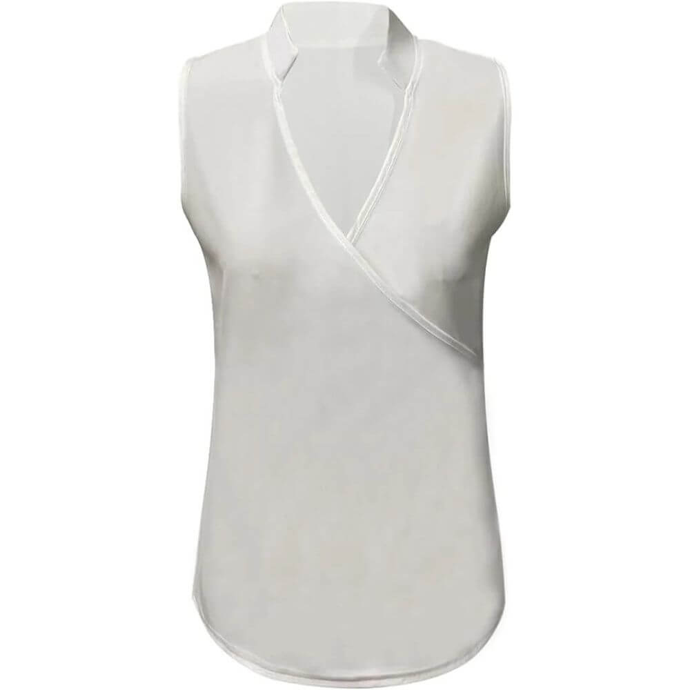 Sleeveless Wrap V-Neck Blouse – Elegant Summer Top for Women