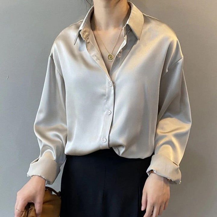 Casual Long Sleeve Button Up Blouse for Women – Elegant Everyday Shirt