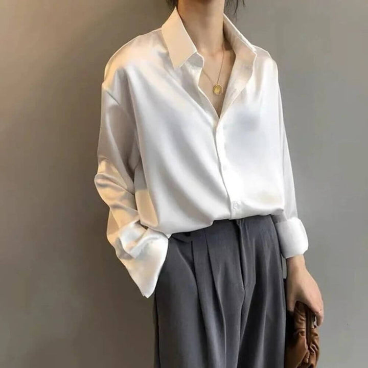 Casual Long Sleeve Button Up Blouse for Women – Elegant Everyday Shirt