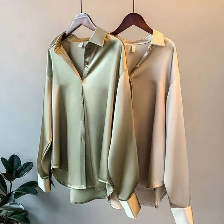 Casual Long Sleeve Button Up Blouse for Women – Elegant Everyday Shirt