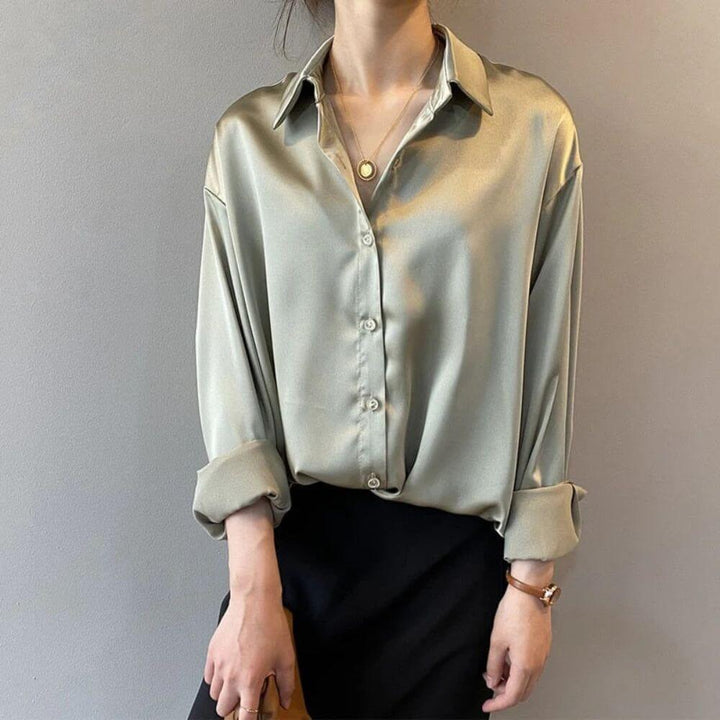 Casual Long Sleeve Button Up Blouse for Women – Elegant Everyday Shirt
