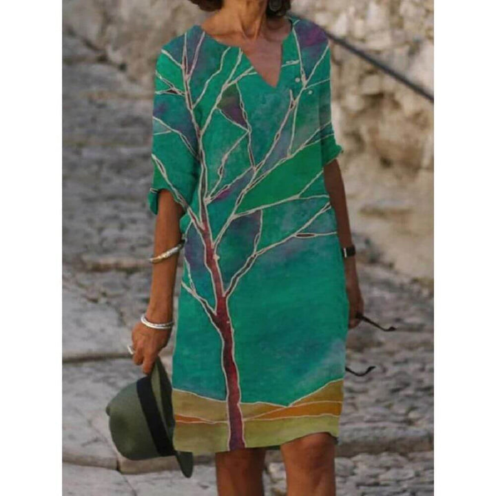 Casual V-Neck Shift Dress for Women – Relaxed Fit Summer Style