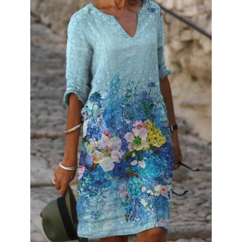 Casual V-Neck Shift Dress for Women – Relaxed Fit Summer Style