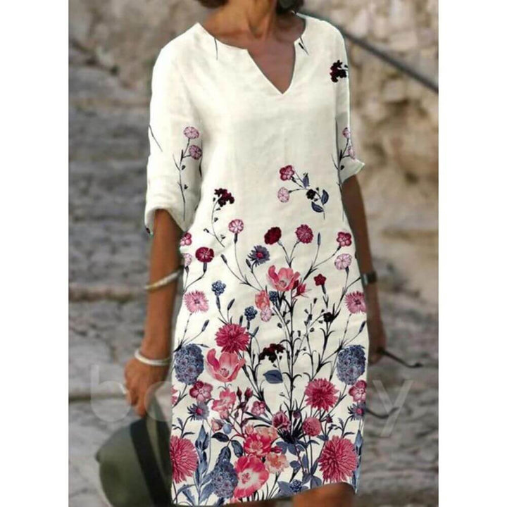 Casual V-Neck Shift Dress for Women – Relaxed Fit Summer Style