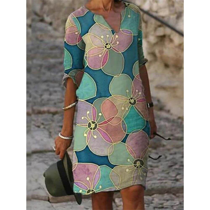 Casual V-Neck Shift Dress for Women – Relaxed Fit Summer Style