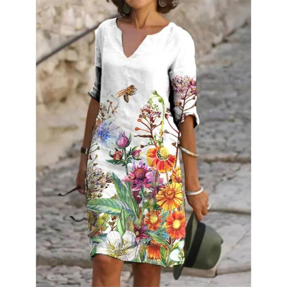 Casual V-Neck Shift Dress for Women – Relaxed Fit Summer Style