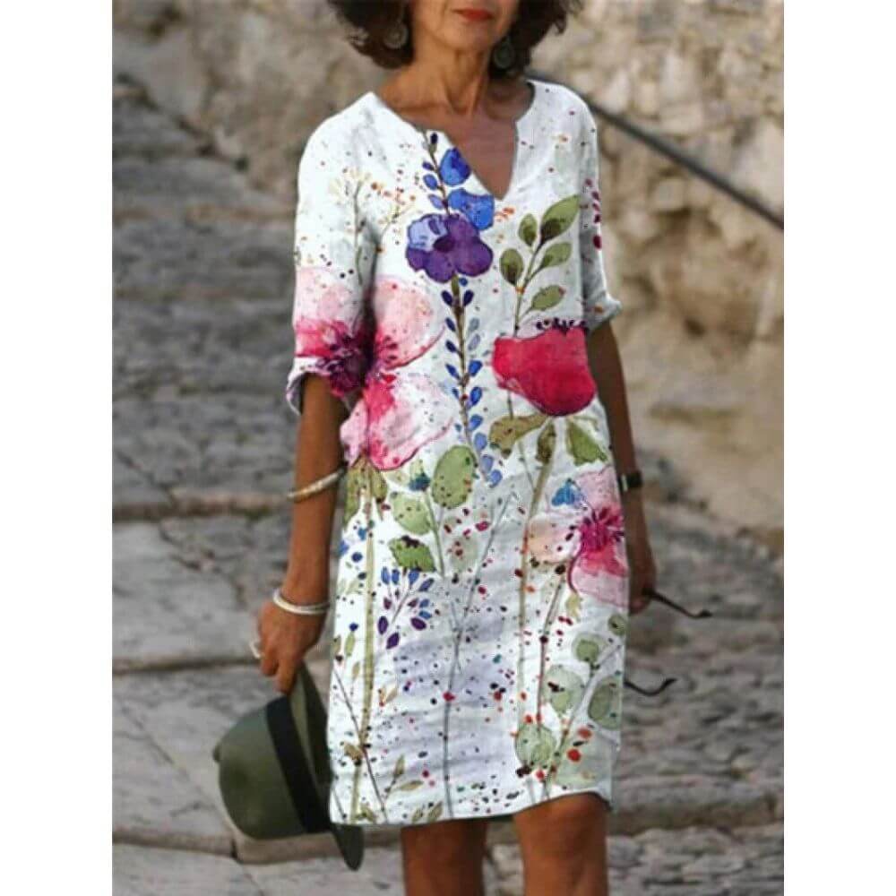 Casual V-Neck Shift Dress for Women – Relaxed Fit Summer Style