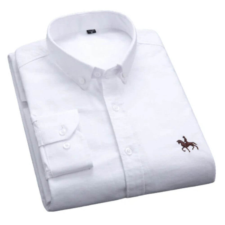 White Button-Down Shirt for Men – Smart Long Sleeve Classic Fit