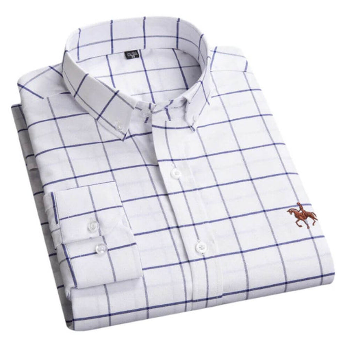 White Button-Down Shirt for Men – Smart Long Sleeve Classic Fit
